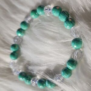 Handcrafted beaded bracelet made on a stretchy cord